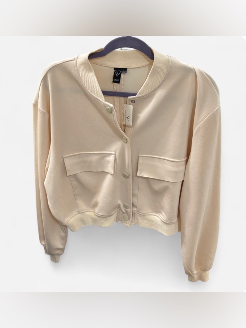 Windsor Cream Cropped Bomber sweater